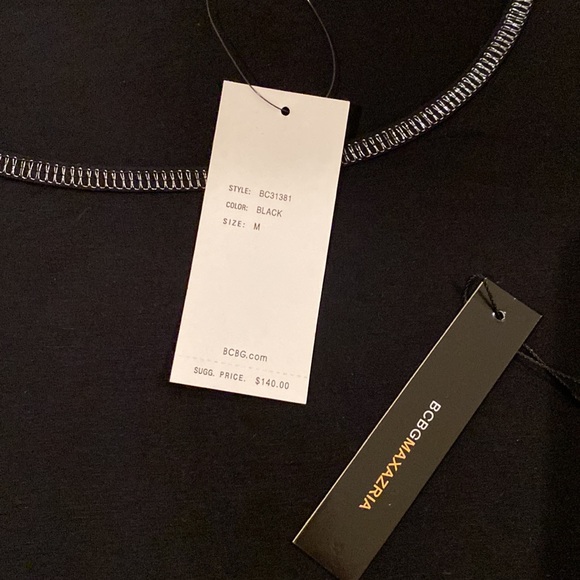 NWT BCBG Max Azria black long sleeve top with jeweled shoulders - Picture 5 of 5